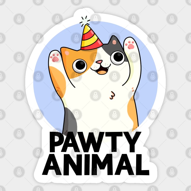 Pawty Animal Cute Party Animal Cat Pun Sticker by punnybone